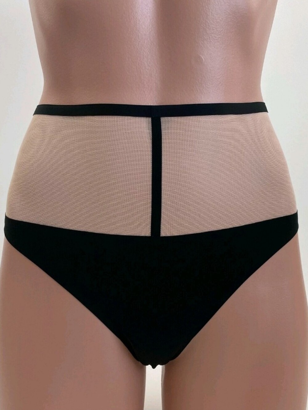 Victoria's secret very sexy high waist mesh v-string panty XSMALL BLACK TAN
